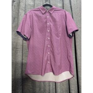 Nick Graham Short Sleeve Button Down‎ Shirt Patterned Casual Party Top XL